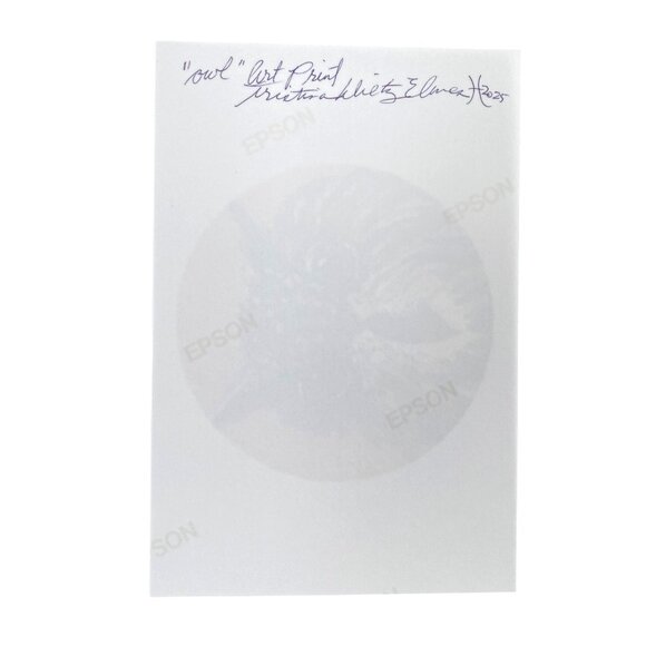 Art Print of Owl Acrylic Painting 8x8in White Mat Frame Ready Wall Art - Picture 3 of 3